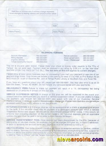 USA Arizona water utility bill 2 pages 2